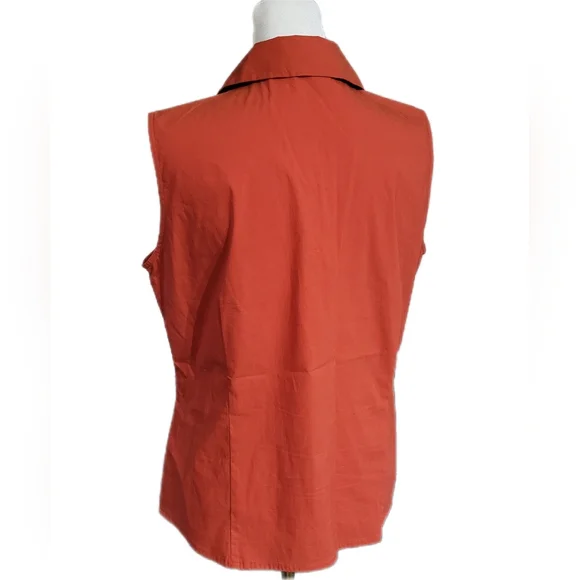 St John's Bay sleeveless button front, collared darted, burnt orange blouse Sz M - Picture 5 of 8